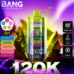 BANG 120000 Puffs Disposable Vape – 6-in-1 Flavors, 40ml, Rechargeable, Type-C, Mesh Coil1
