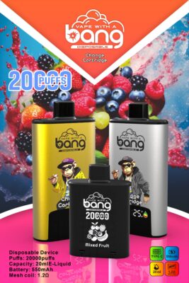 BANG 20000 Puffs Disposable Vape – 20ml, Type-C, 550mAh, Compact & Lightweight Design1