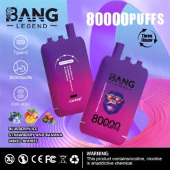 BANG 80000 Puffs Disposable Vape – 550mAh, Type-C Rechargeable, 6 Flavors, Compact Size1