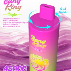 BANG KING 45000 Puffs Disposable Vape – 2x15ml Dual Tank, Rechargeable, 650mAh, 10 Flavors