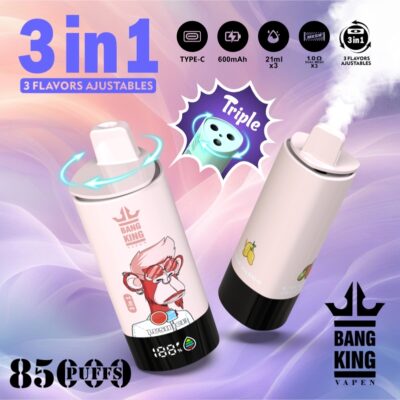BANG KING 85000 Puffs Disposable Vape – 3-in-1, 63ml, Type-C, Mesh Coil, 600mAh Battery1