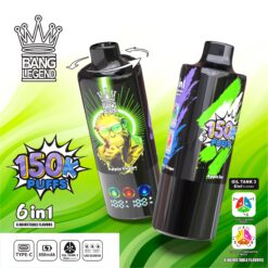 BANG LEGEND 150000 Puffs Disposable Vape – 6-in-1 Flavor, Mesh Coil, Type-C Rechargeable1