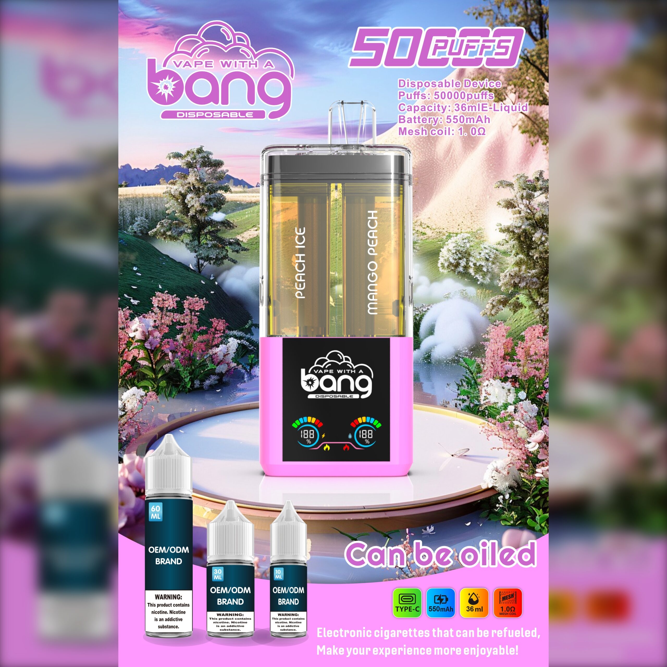 BANG B50K 50000 Puffs Disposable Vape – Rechargeable, Mesh Coil
