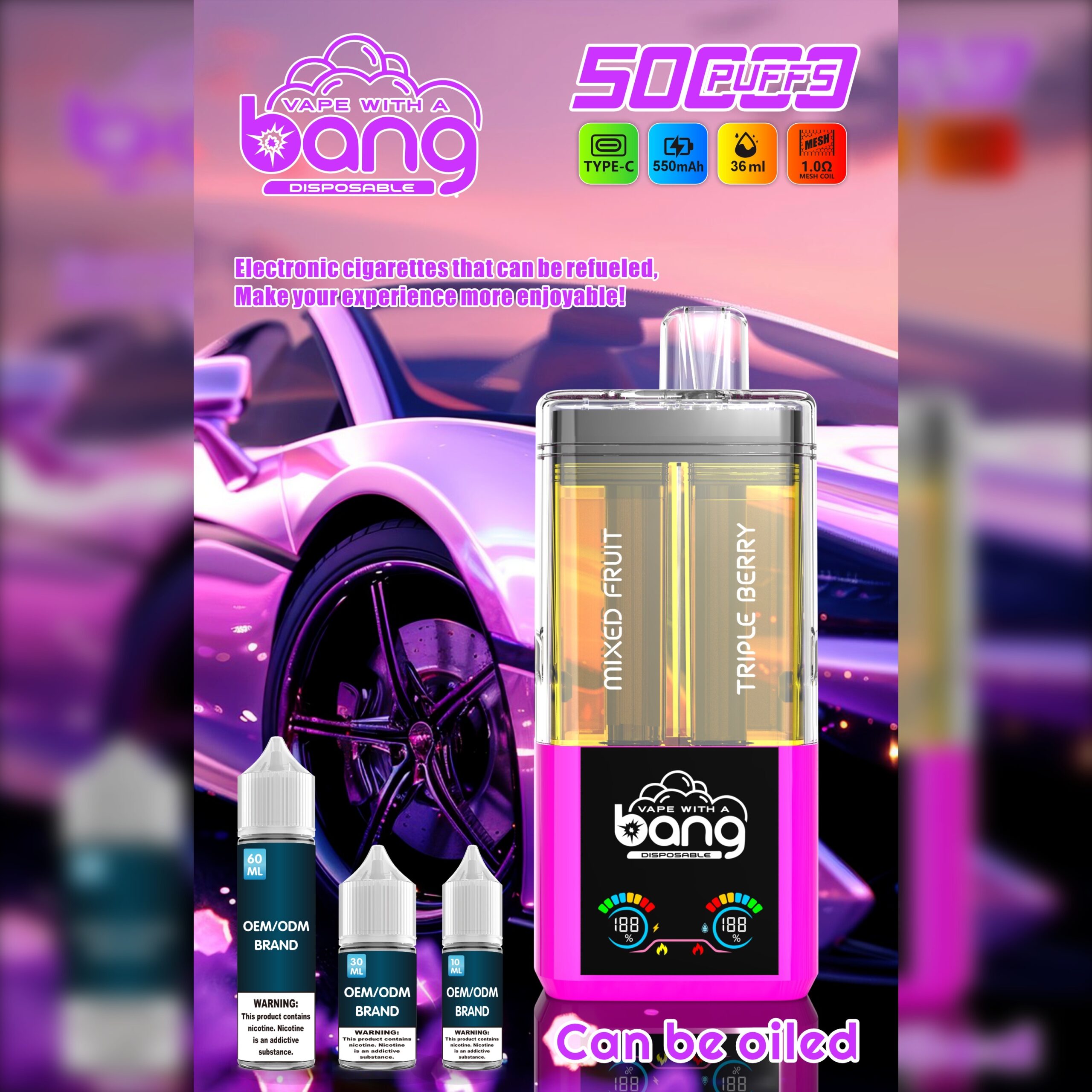 BANG B50K 50000 Puffs Disposable Vape – Rechargeable, Mesh Coil