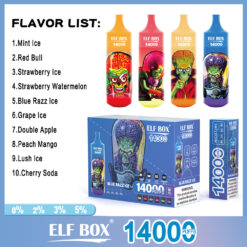 ELF BOX 14000 Puffs Disposable Vape – 25ml, 1.0Ω Mesh Coil, 18250 Battery, Type-C Rechargeable Disposable