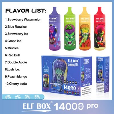 ELF BOX RGB 14000 Puffs Pro Disposable Vape – RGB Light, Mesh Coil, LED Display, Type-C Rechargeable