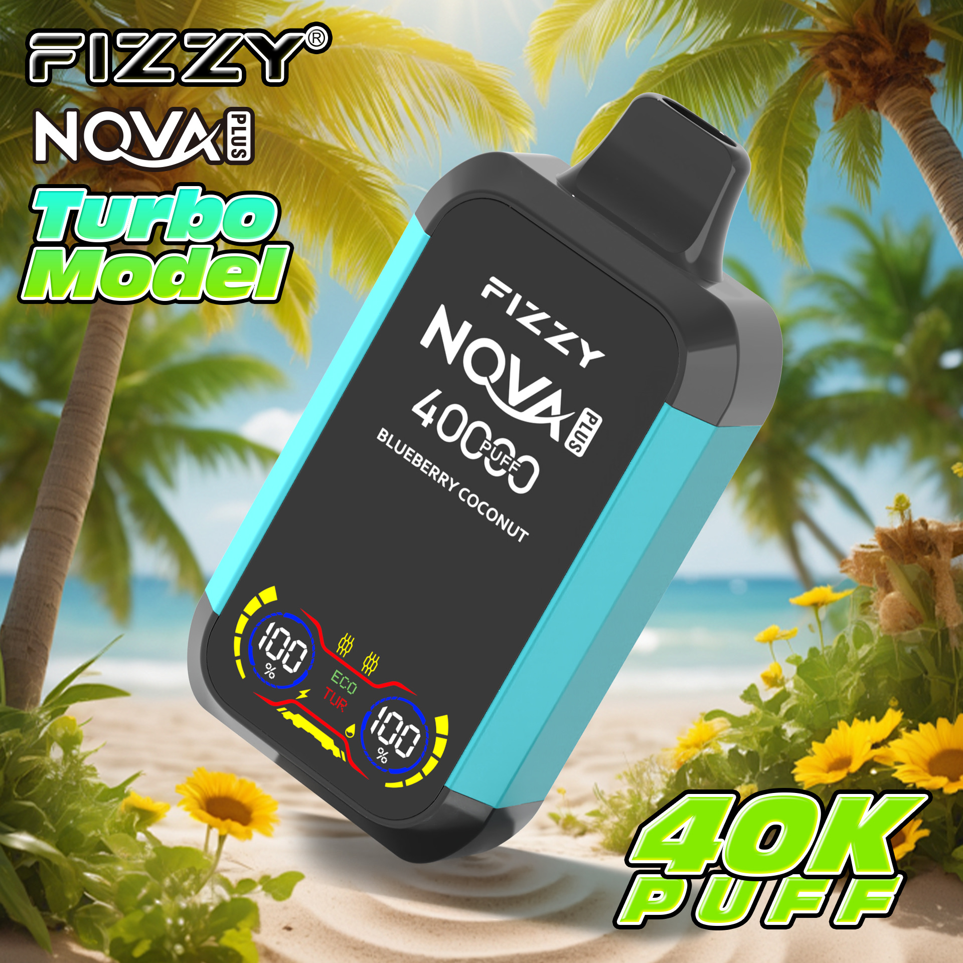 Nova Plus 40000 Puffs Disposable Vape – Mesh Coil, Adjustable Airflow, LED Display, Type-C Rechargeable