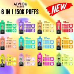 WASPE Aiviou 6-in-1 150,000 Puffs Disposable Vape – Triple Mesh, LED Display1